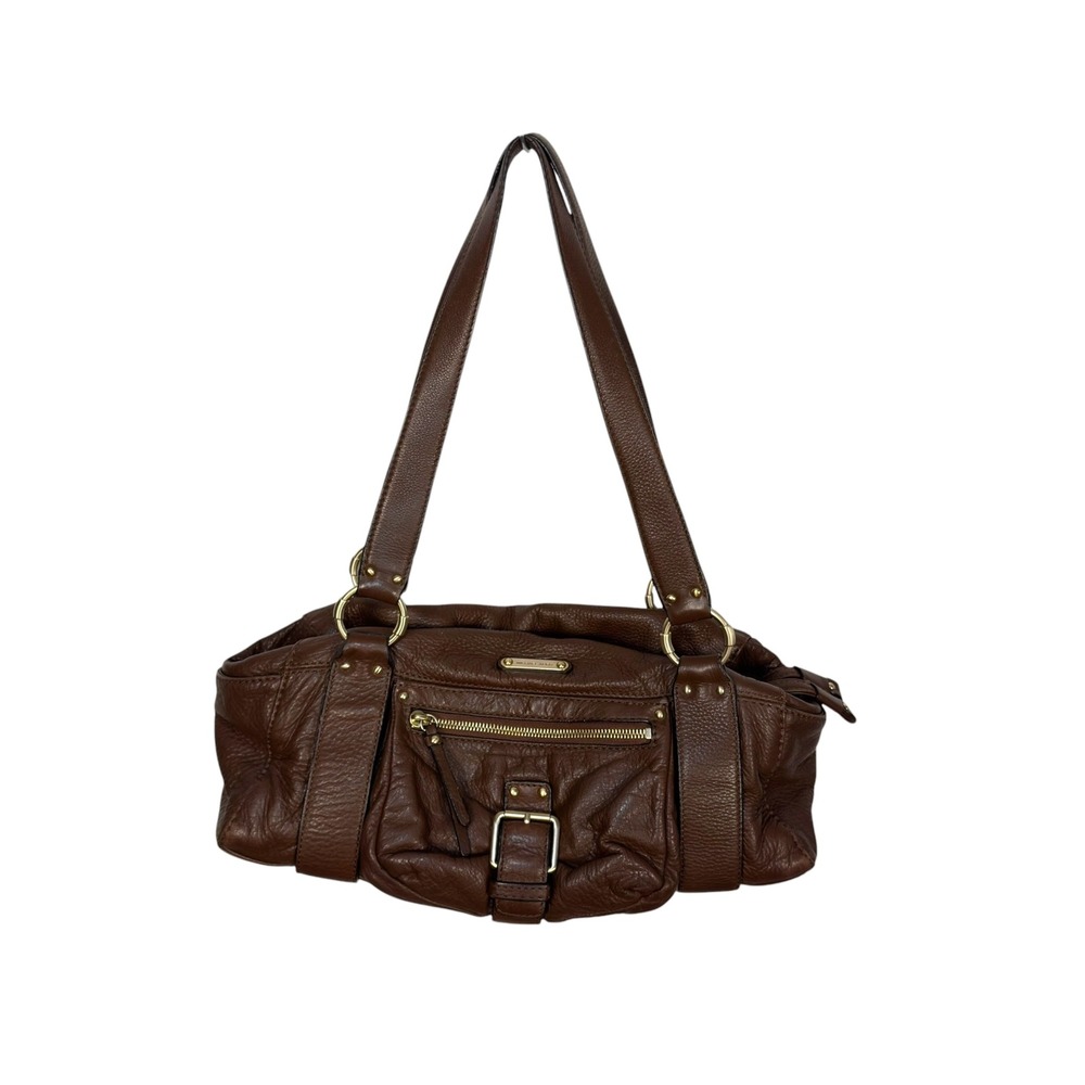 Michael Kors Shoulder Bag Medium Brown Pebbled Leather Gold Buckle Boho Chic